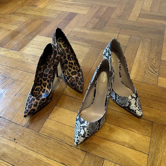 Aldo Stessy Snake Print Embossed Black White Size 11 Brazil Leather Lining - Picture 6 of 10